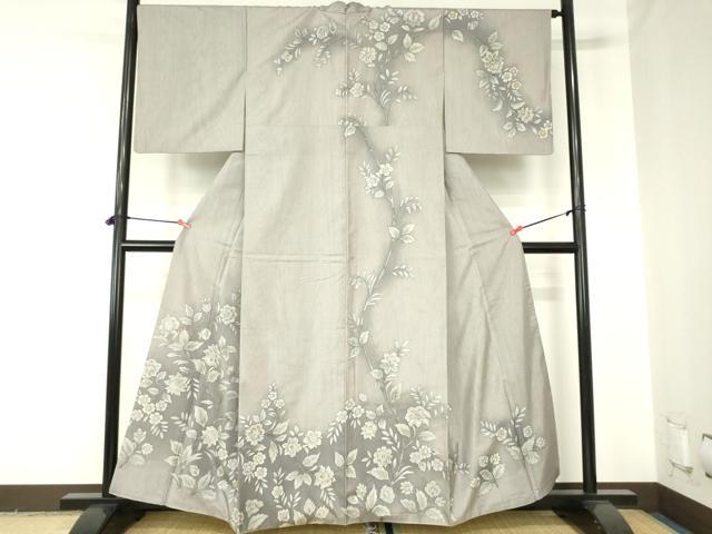 平和屋着物●本場縞大島紬 訪問着 更紗花文 暈し染め 三越扱い 正絹 逸品 DABH0008op