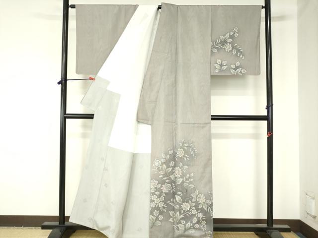平和屋着物●本場縞大島紬 訪問着 更紗花文 暈し染め 三越扱い 正絹 逸品 DABH0008op