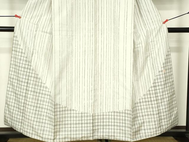 平和屋着物●訪問着 紬地 格子間道 正絹 逸品 DABH0009op