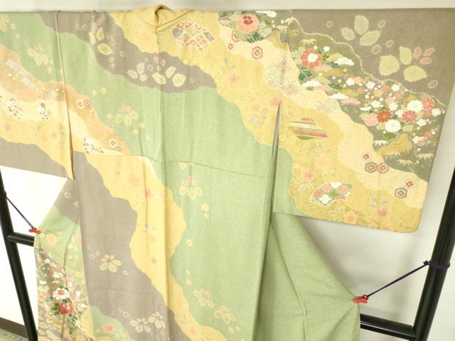 平和屋着物●京友禅の第一人者 松井青々 訪問着 駒刺繍 牡丹 道長花文 金銀彩 正絹 逸品 DABH0011op