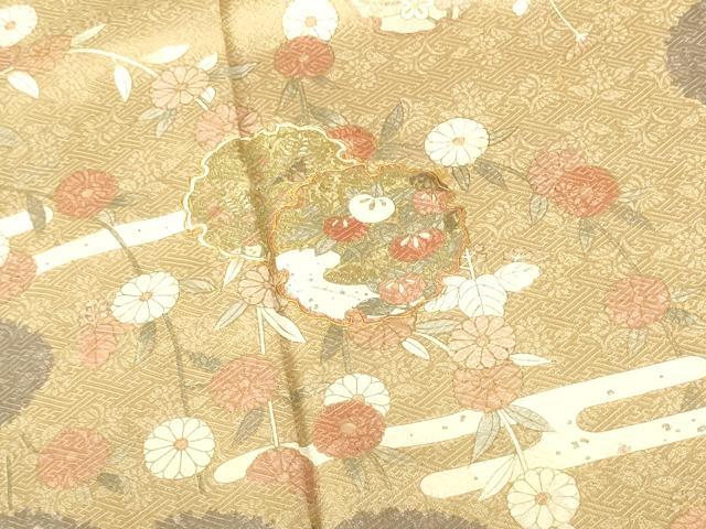 平和屋着物●訪問着 駒刺繍 絞り 雪輪花文 金彩 正絹 逸品 DABH0015op