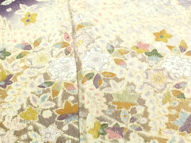 平和屋着物●訪問着 絞り 辻が花 暈し染め 金彩 金通し地 ロング丈 正絹 逸品 DABH0016op