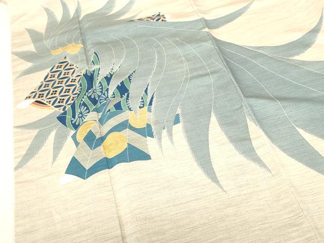 平和屋着物●訪問着 紬地 刺し子 歌舞伎 正絹 逸品 DABH0017op