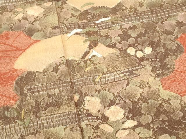 平和屋着物●訪問着 刺繍 絞り 風景地紙花松文 金彩 正絹 逸品 DABH0018op