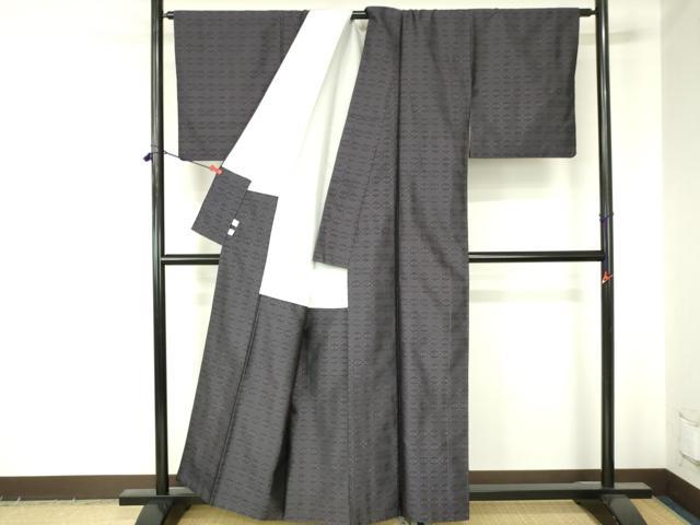 平和屋着物●上質な紬 花織 横段抽象文 鈴乃屋扱い 正絹 逸品 DABH0030op
