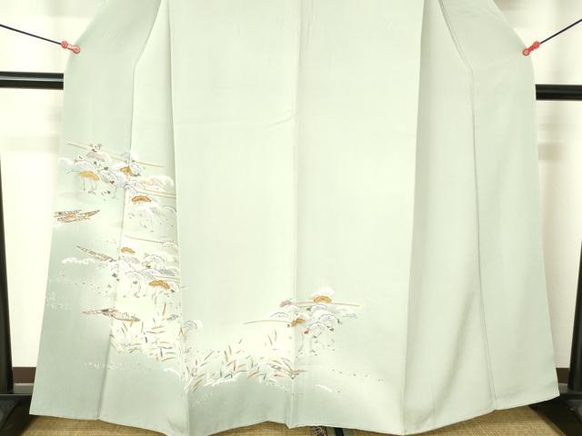 平和屋着物●訪問着 駒刺繍 小舟松文 暈し染め 金彩 正絹 逸品 DABH0034op