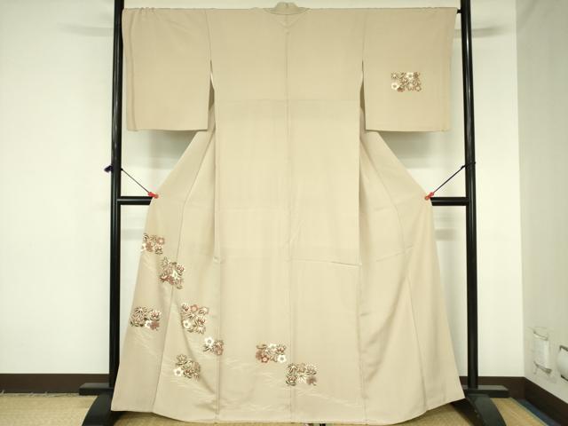 平和屋着物●訪問着 駒刺繍 草花文 金彩 正絹 逸品 DABH0040op