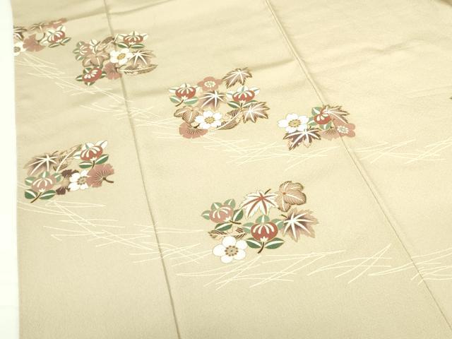 平和屋着物●訪問着 駒刺繍 草花文 金彩 正絹 逸品 DABH0040op