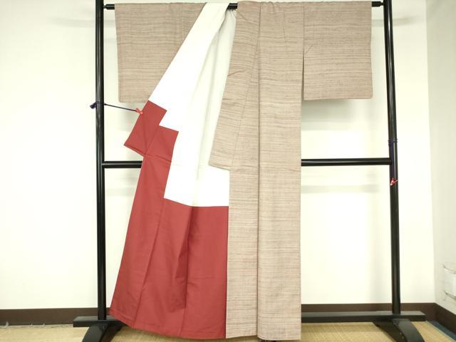 平和屋着物●上質な紬 横段文 正絹 逸品 DABH0050op