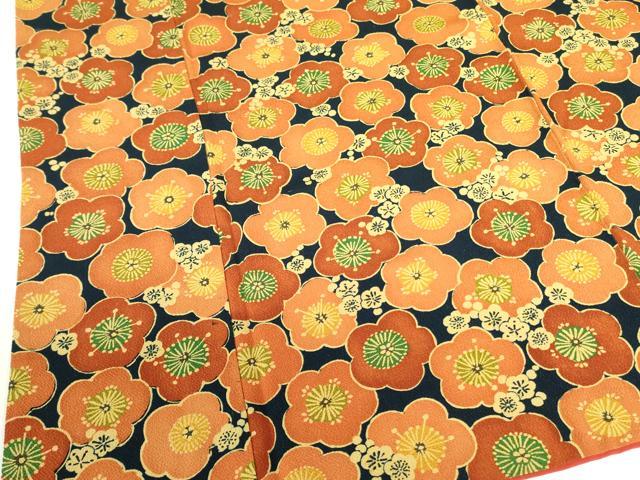 平和屋着物●上質な小紋 型染 梅尽くし 鬼しぼ縮緬 正絹 逸品 DABH0053op
