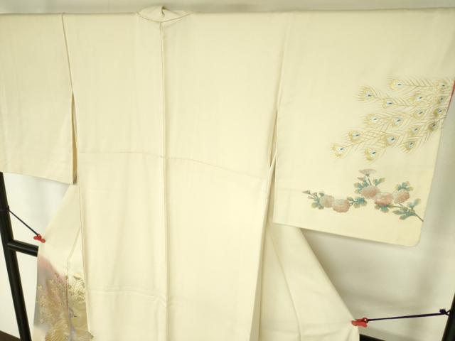 平和屋着物●訪問着 孔雀花文 暈し染め 金銀彩 正絹 逸品 DABH0054op