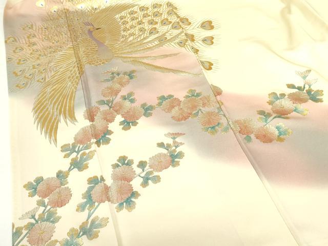 平和屋着物●訪問着 孔雀花文 暈し染め 金銀彩 正絹 逸品 DABH0054op