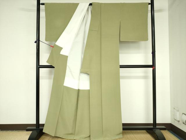 平和屋着物●上質な色無地 青丹色 正絹 逸品 未使用 DABH0056op