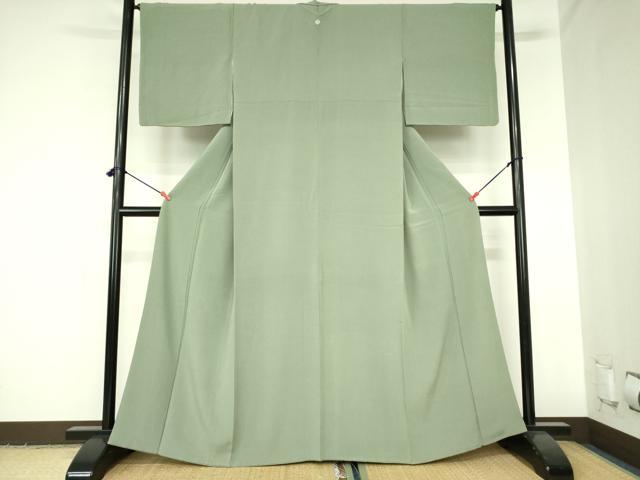 平和屋着物●上質な色無地 山葵色 正絹 逸品 DABH0058op