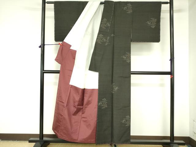 平和屋着物●結城紬 100亀甲 飛び亀甲柄 花松文 正絹 逸品 未使用 DABH0073op