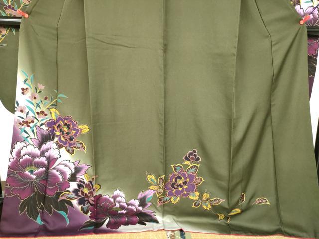 平和屋着物●豪華振袖 刺繍 牡丹 暈し染め 金彩 正絹 逸品 DABH0076op