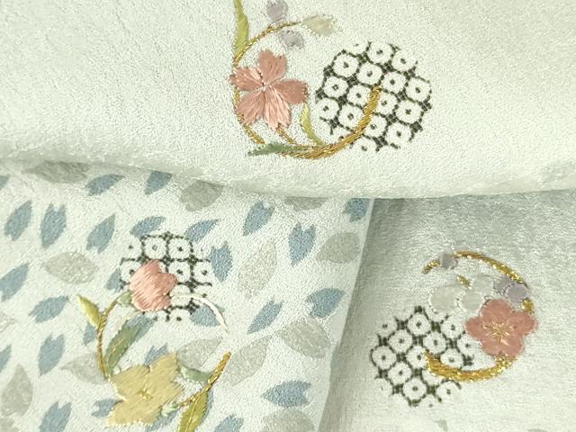 平和屋着物●訪問着 刺繍 花丸文 暈し染め 金糸 ロング丈 正絹 逸品 DABH0077op