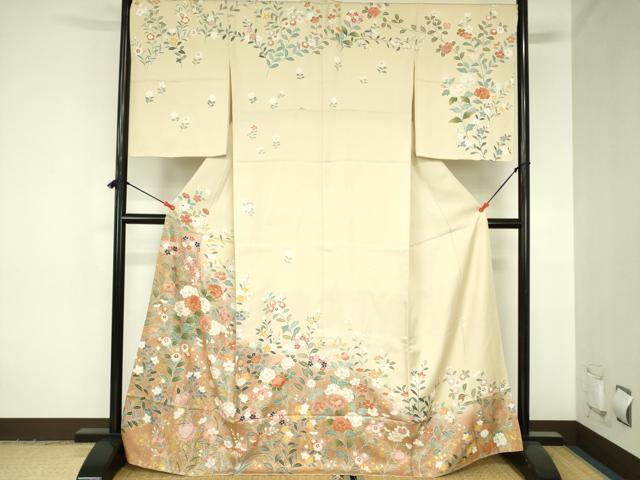 平和屋着物●訪問着 駒刺繍 草花 暈し染め 金彩 鈴乃屋扱い 正絹 逸品 DABH0079op