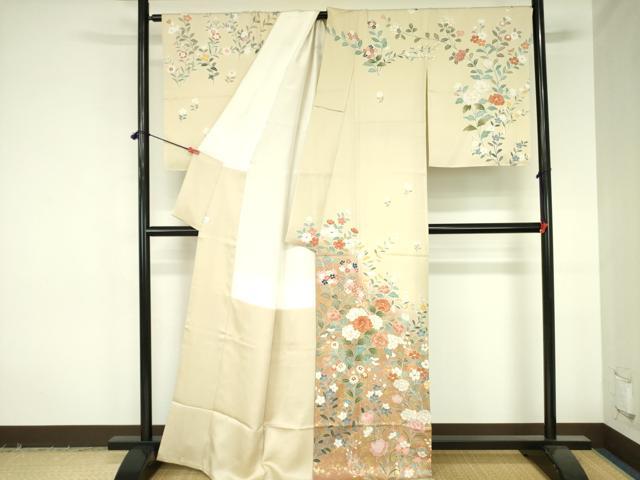 平和屋着物●訪問着 駒刺繍 草花 暈し染め 金彩 鈴乃屋扱い 正絹 逸品 DABH0079op