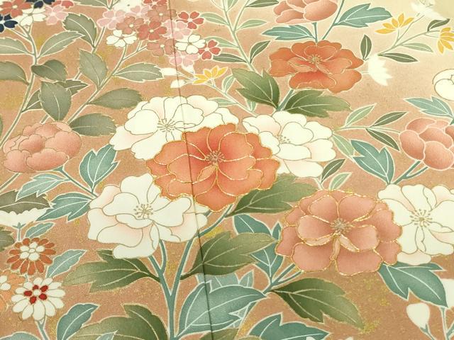 平和屋着物●訪問着 駒刺繍 草花 暈し染め 金彩 鈴乃屋扱い 正絹 逸品 DABH0079op