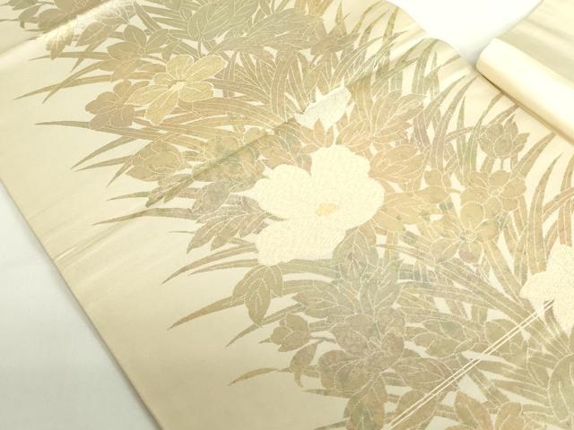 平和屋着物◎つけ帯 草花 金糸 正絹 逸品 DABH0081op