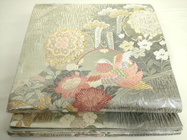 平和屋着物◎六通柄袋帯 唐織 雪輪花鳥文 金銀糸 正絹 逸品 DABH0089op