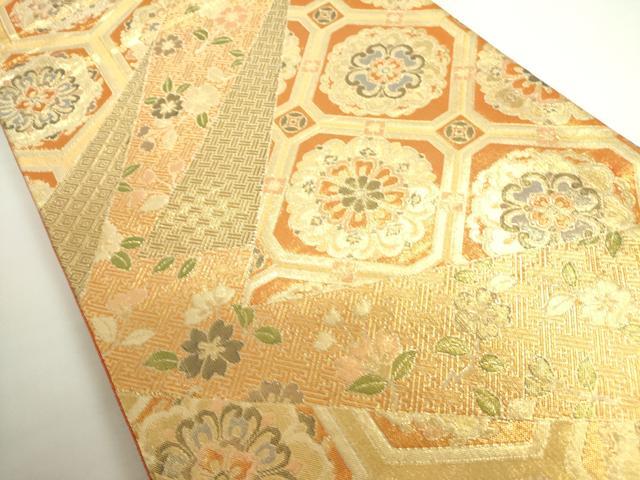 平和屋着物◎本佐賀錦 六通柄袋帯 蜀江花文 金糸 正絹 逸品 DABH0090op