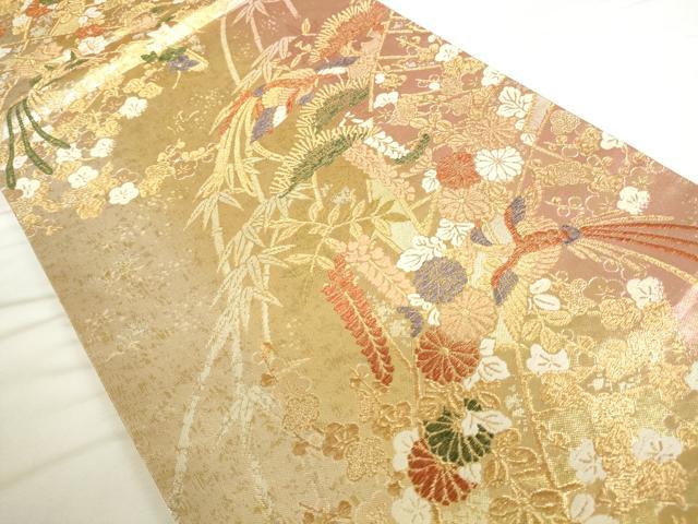 平和屋着物◎西陣 六通柄袋帯 唐織 鳳凰花文 金銀糸 正絹 逸品 DABH0094op