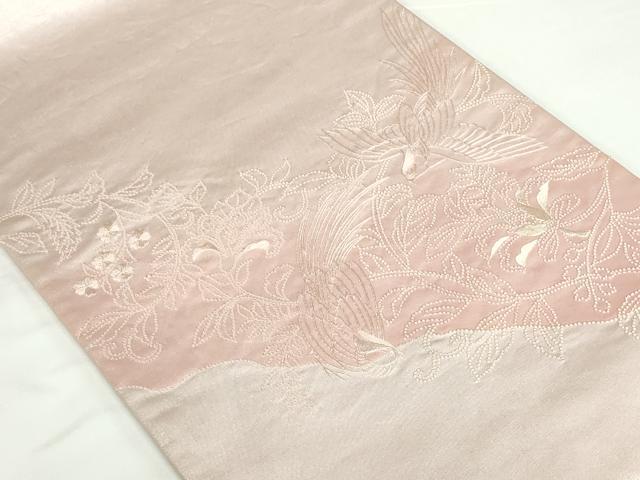 平和屋着物◎中国三大刺繍 相良刺繍 総刺繍 太鼓柄袋帯 花鳥文 正絹 逸品 DABH0103op