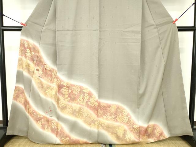 平和屋着物●訪問着 刺繍 道長草花文 暈し染め 金彩 正絹 逸品 DABH0134op