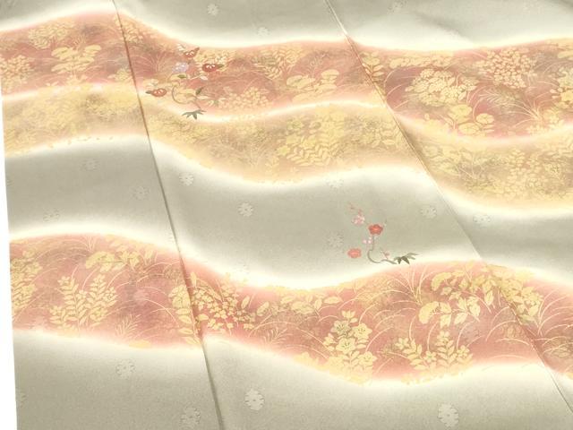 平和屋着物●訪問着 刺繍 道長草花文 暈し染め 金彩 正絹 逸品 DABH0134op
