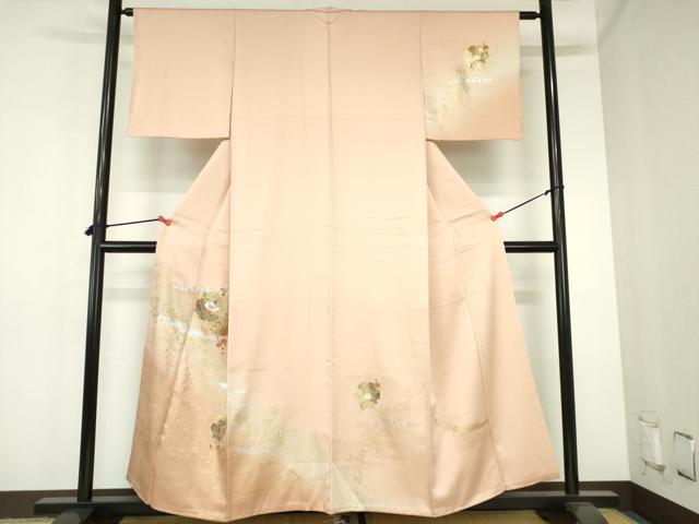 平和屋着物●訪問着 雪輪花文 枝梅 暈し染め 金銀彩 正絹 逸品 DABH0135op