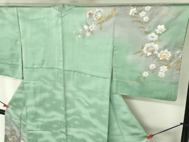 平和屋着物●訪問着 更紗花文 暈し染め 金彩 正絹 逸品 DABH0137op