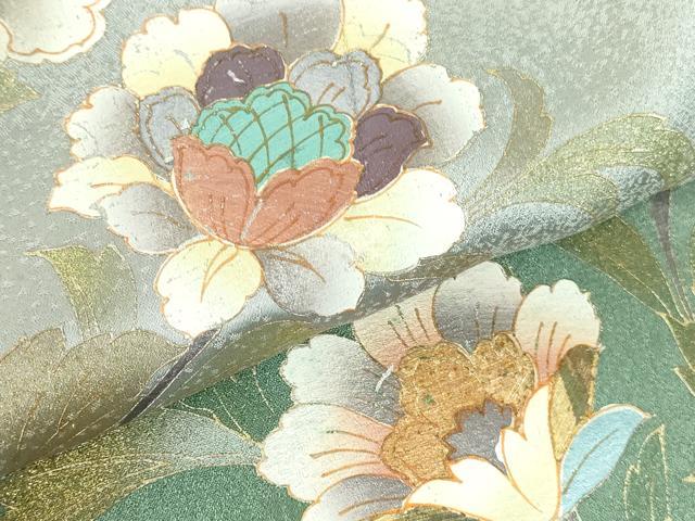 平和屋着物●訪問着 更紗花文 暈し染め 金彩 正絹 逸品 DABH0137op