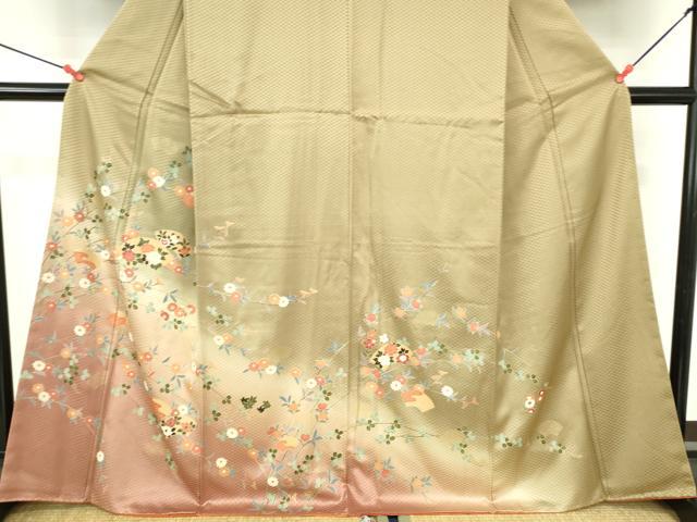 平和屋着物●訪問着 地紙花文 暈し染め 金彩 正絹 逸品 DABH0140op
