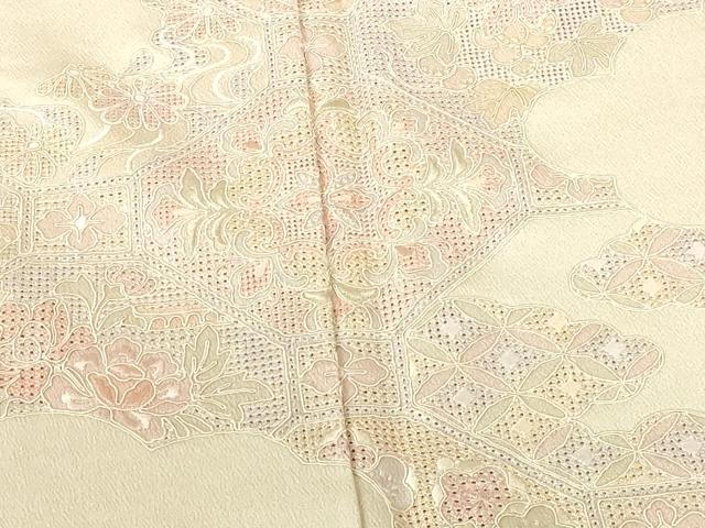平和屋着物●中国三大刺繍 スワトウ刺繍 汕頭刺繍 総刺繍 訪問着 蜀江花文 正絹 逸品 DABH0141op