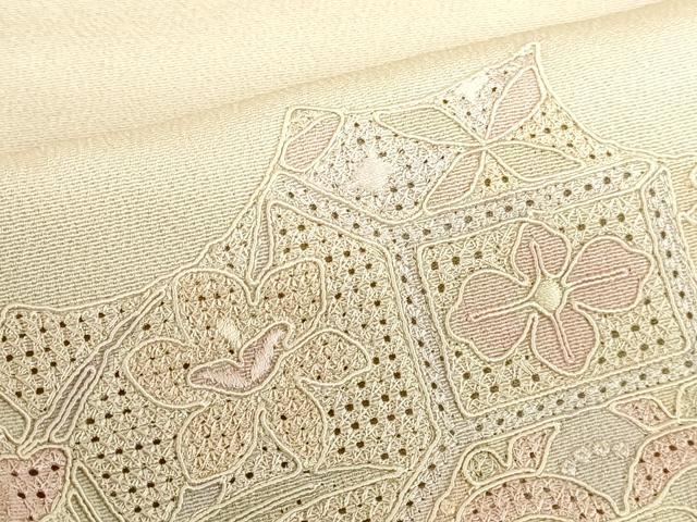 平和屋着物●中国三大刺繍 スワトウ刺繍 汕頭刺繍 総刺繍 訪問着 蜀江花文 正絹 逸品 DABH0141op