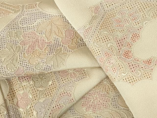平和屋着物●中国三大刺繍 スワトウ刺繍 汕頭刺繍 総刺繍 訪問着 蜀江花文 正絹 逸品 DABH0141op