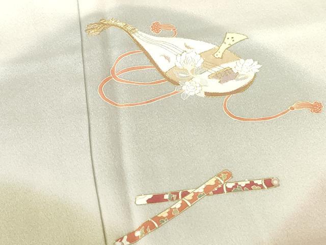 平和屋着物●豪華色留袖 駒刺繍 楽器花文 暈し染め 金彩 正絹 逸品 DABH0147op
