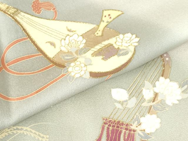 平和屋着物●豪華色留袖 駒刺繍 楽器花文 暈し染め 金彩 正絹 逸品 DABH0147op