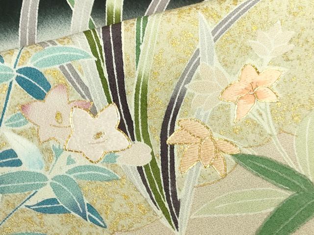 平和屋着物●中国三大刺繍 スワトウ刺繍 汕頭刺繍 黒留袖 駒刺繍 雲取花文 暈し染め 金彩 正絹 逸品 DABH0150op