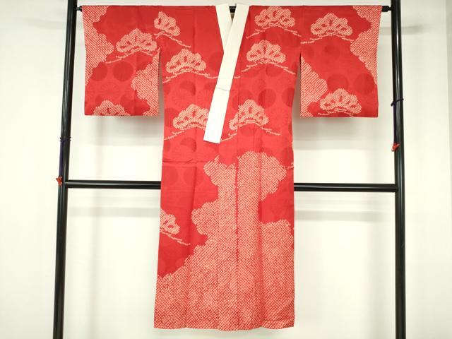 平和屋着物●長襦袢 袷 総絞り 御所車松文 正絹 逸品 DABH0153op