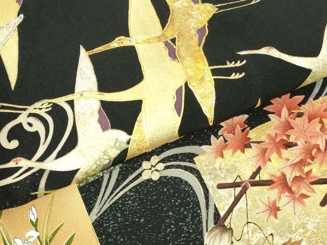 平和屋着物●世界的ファッションデザイナー 山本寛斎 kansaiブランド 黒留袖 駒刺繍 群鶴流水琳派図 金彩 正絹 逸品 DABH0158op
