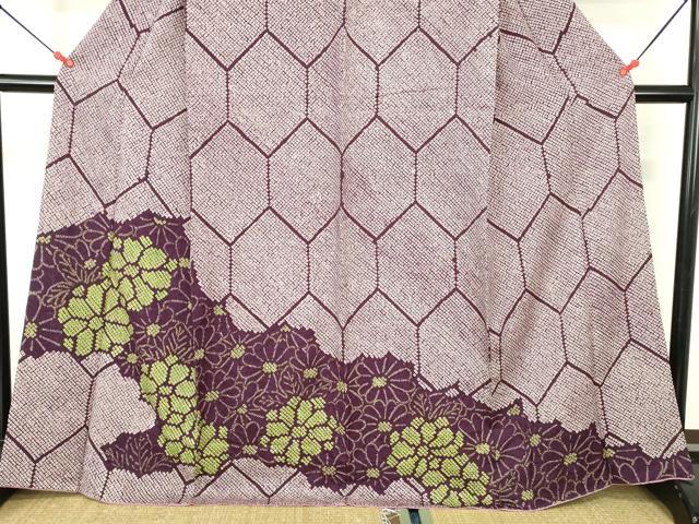 平和屋着物●訪問着 総絞り 亀甲菊文 正絹 逸品 DABH0159op