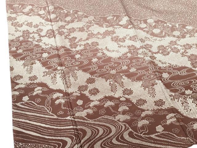 平和屋着物●訪問着 枝梅 流水花文 正絹 逸品 DABH0165op