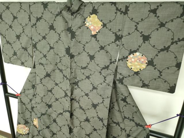 平和屋着物●本場大島紬 訪問着 9マルキ 雪輪花文 正絹 逸品 DABH0168op