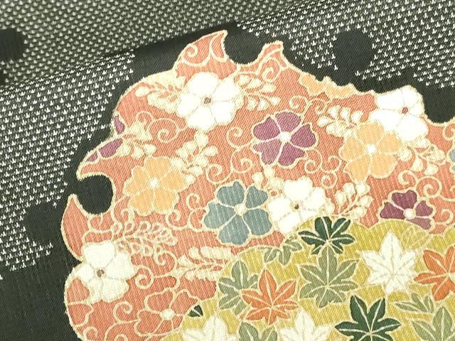 平和屋着物●本場大島紬 訪問着 9マルキ 雪輪花文 正絹 逸品 DABH0168op