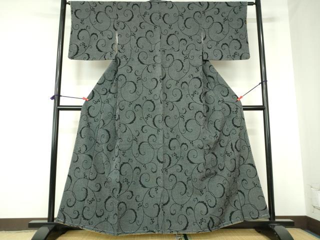 平和屋着物●本塩沢 葡萄唐草文 正絹 逸品 未使用 DABH0169op