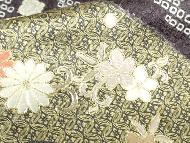 平和屋着物●訪問着 駒刺繍 絞り 花唐草文 金彩 正絹 逸品 DABH0175op