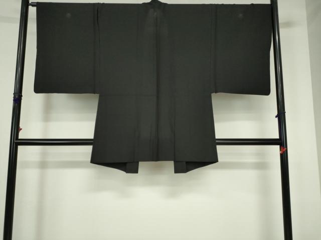 平和屋着物▽男性 羽織 黒紋付 正絹 逸品 DABH0181op